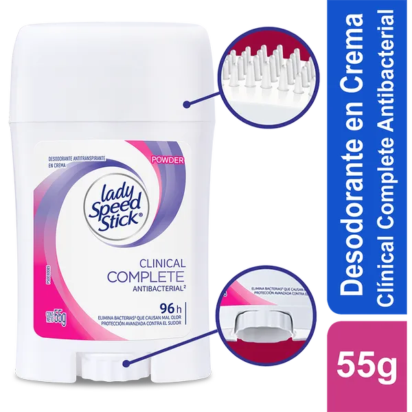 Desodorante Mujer Lady Speed Stick Clinico Antibacterial 55g