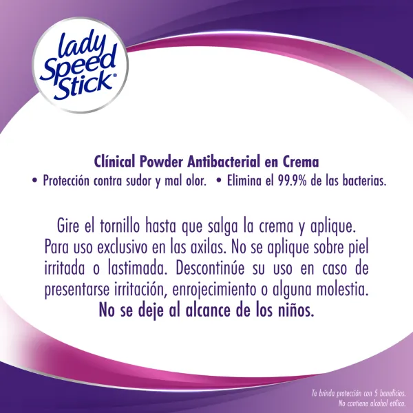 Desodorante Mujer Lady Speed Stick Clinico Antibacterial 55g - Image 8