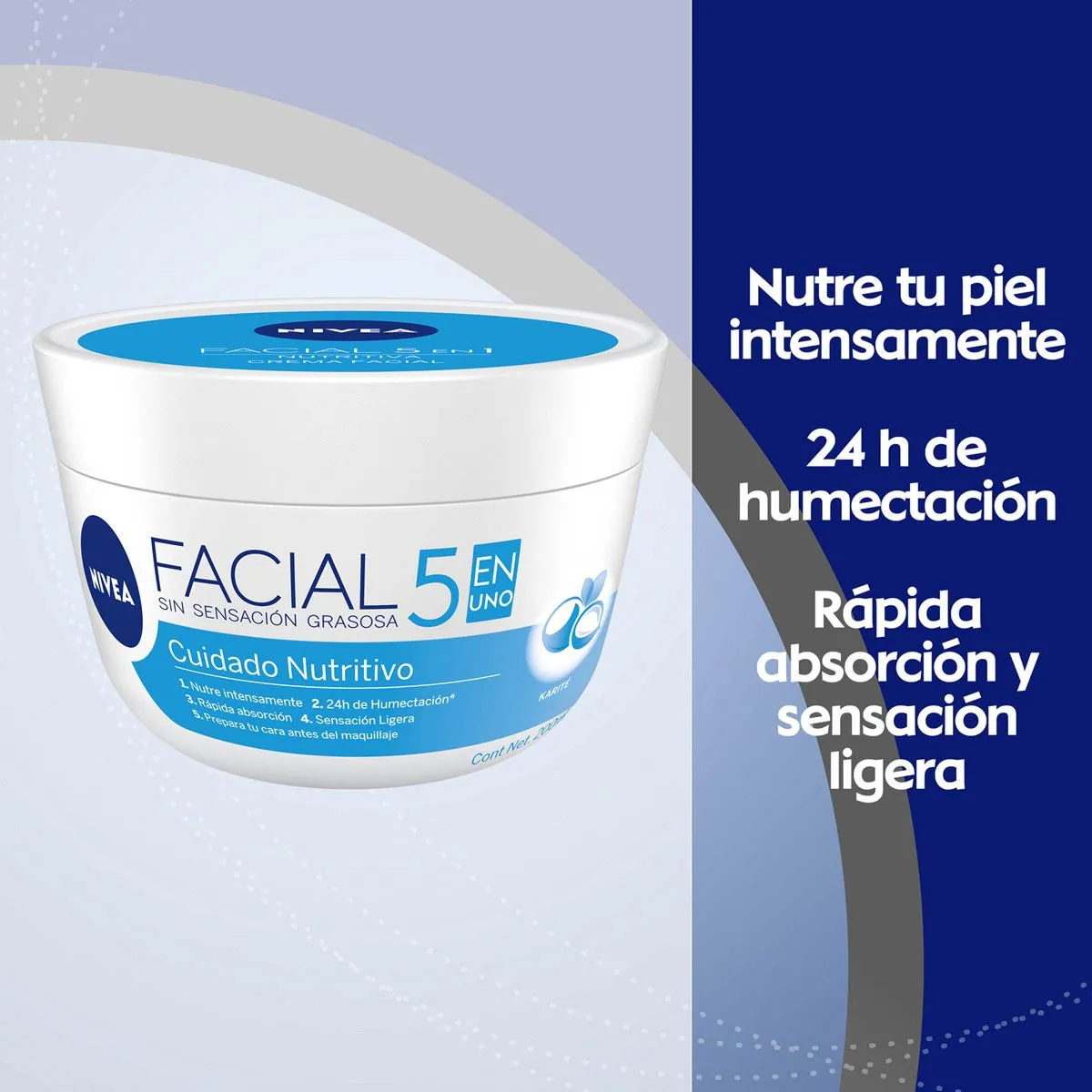 Crema Facial 5 En 1 Nutritiva Nivea X 200ml - Image 4