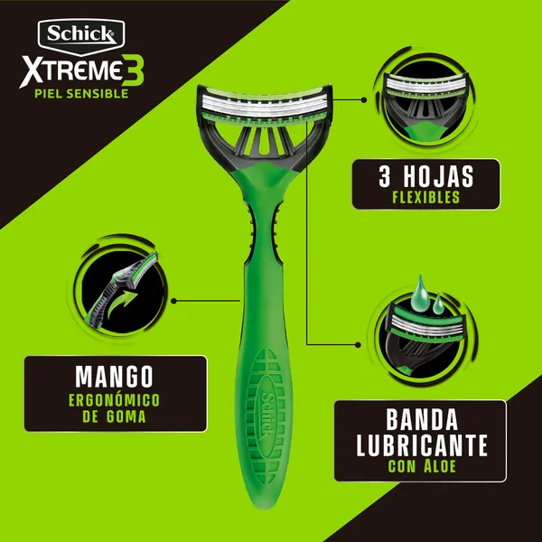 Schick Máquina de Afeitar Verde para Piel Sensible - Image 2