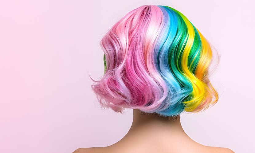 cabello arcoiris corto